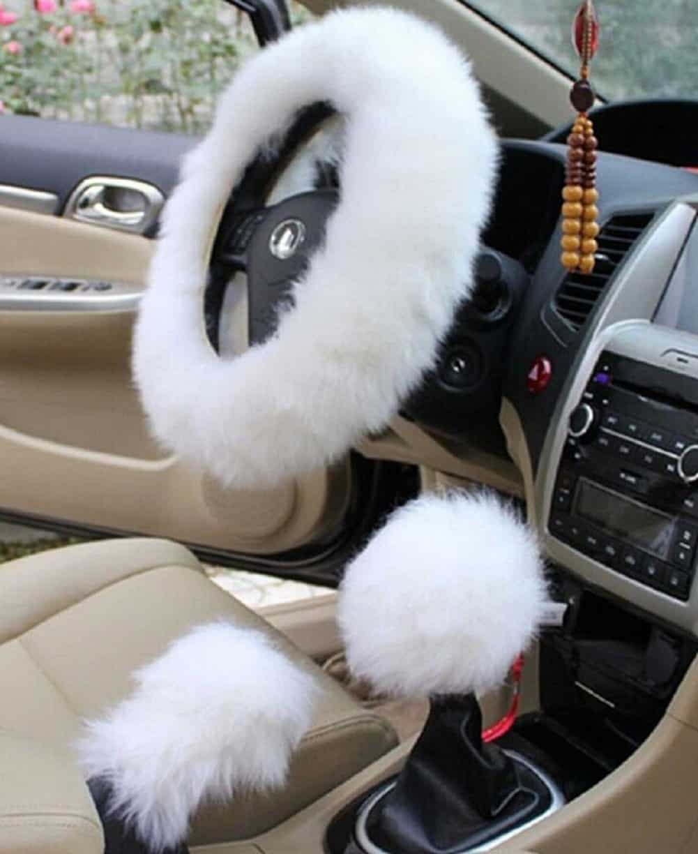 Yontree Warm Faux Wool Handbrake, Gear Shift and Steering Wheel Cover